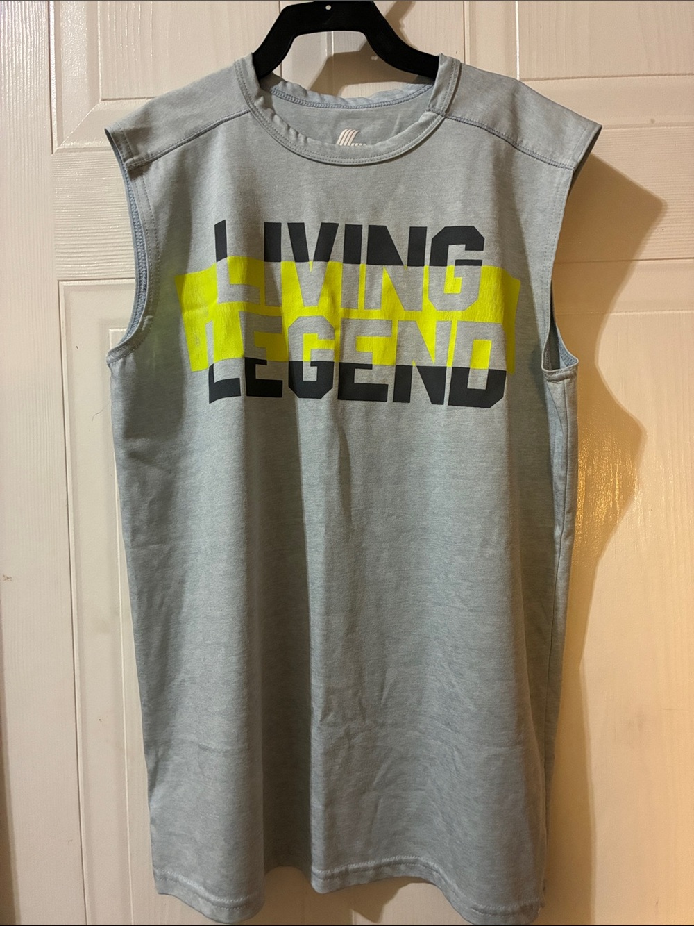 Kids 'Living Legend' Sleeveless Tank Top - Gray with Yellow Accent